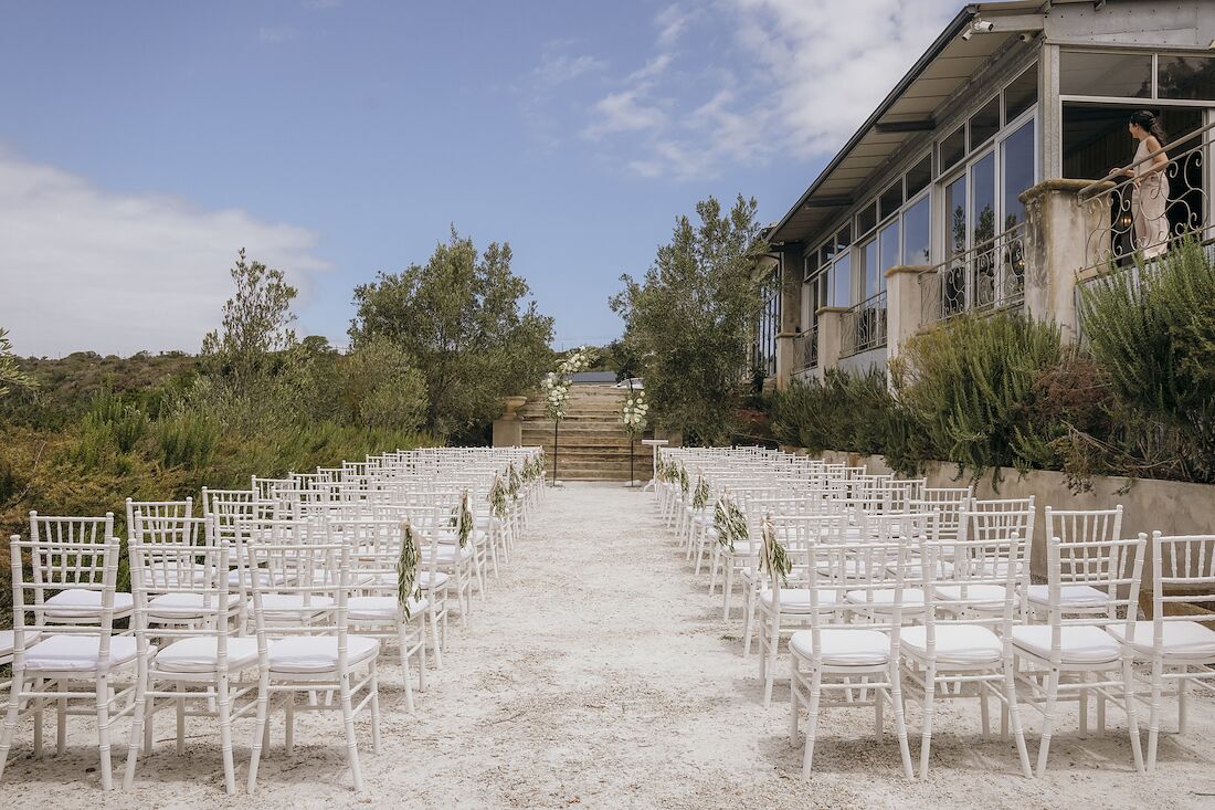 The ceremony aisle at The Rose Barn